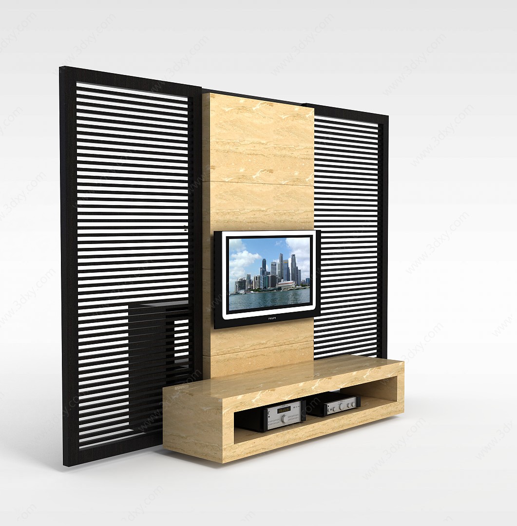 简约实木电视柜3D模型