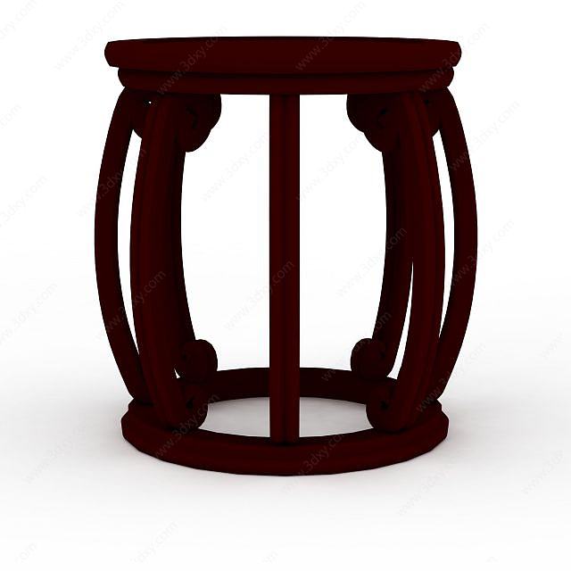 木质鼓凳3D模型