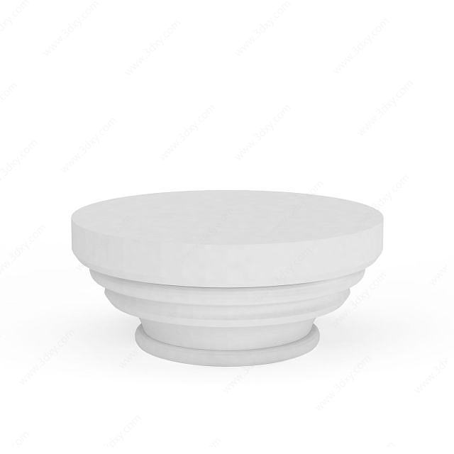 白色圆形柱子构件3D模型