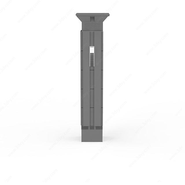 灰色水泥户外柱子3D模型