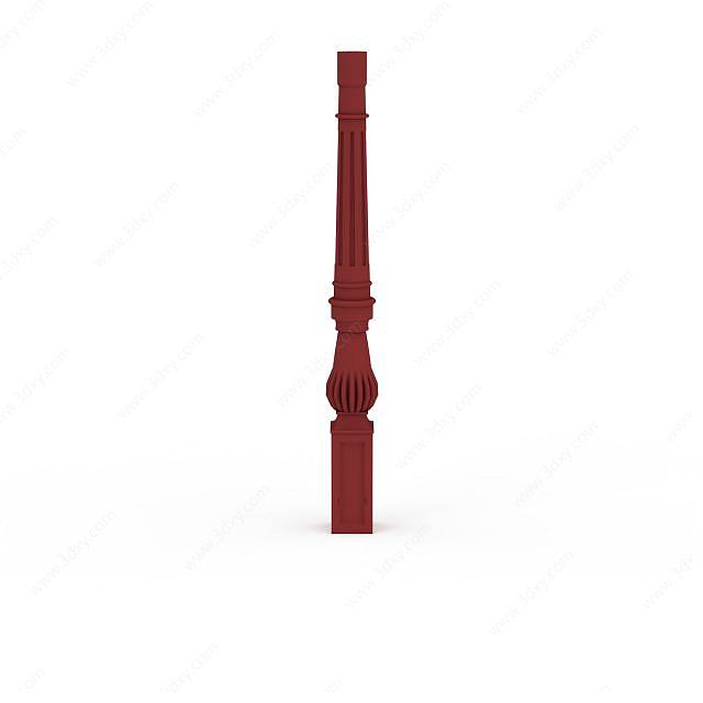 酒红色红砖柱子3D模型