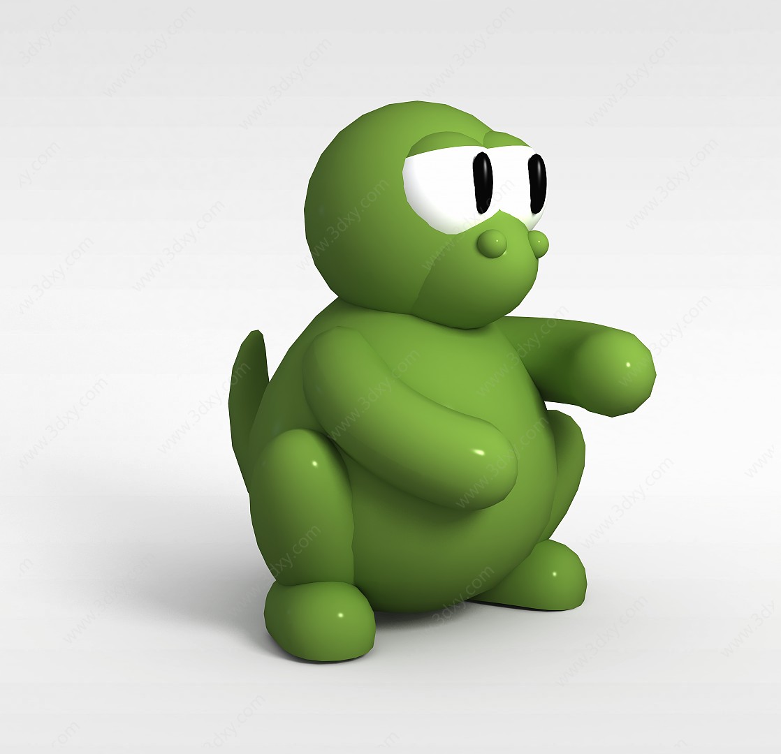 绿色卡通恐龙3D模型