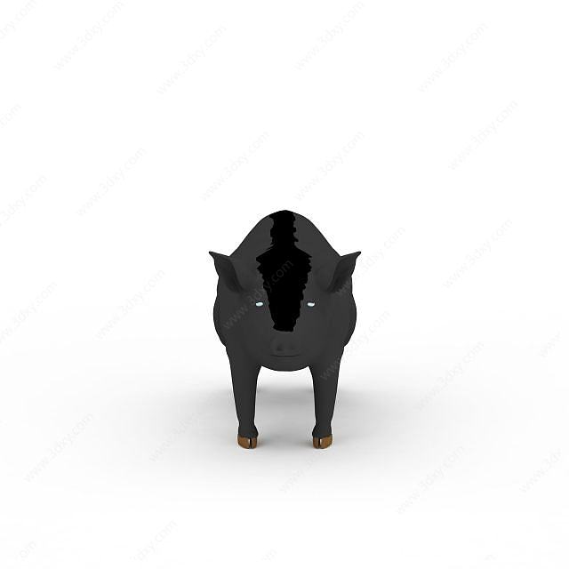黑色猪3D模型