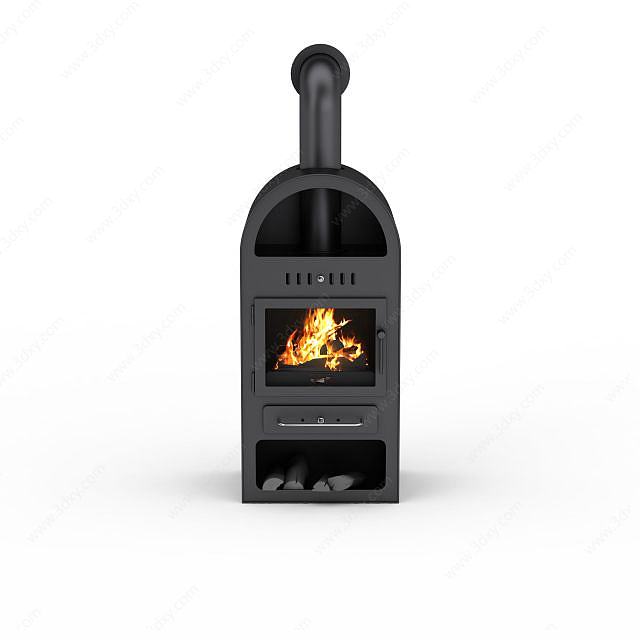 黑色真火壁炉3D模型