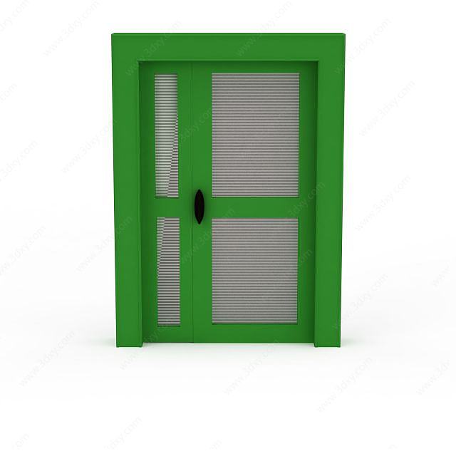 绿色木质门3D模型