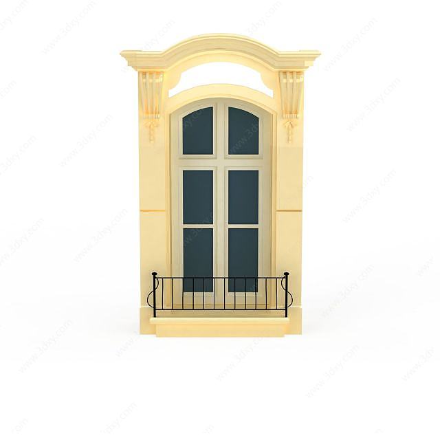 黄色欧式窗3D模型