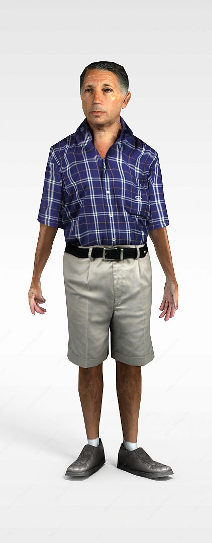 格子衬衫休闲男人3D模型