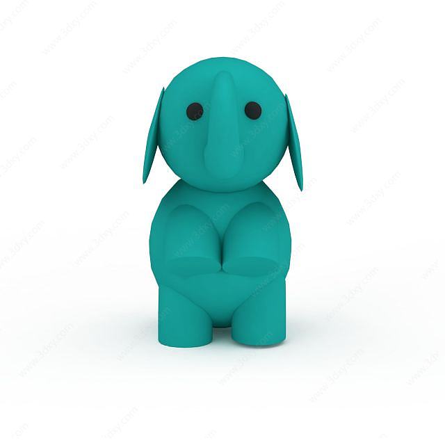 蓝色大象玩具3D模型