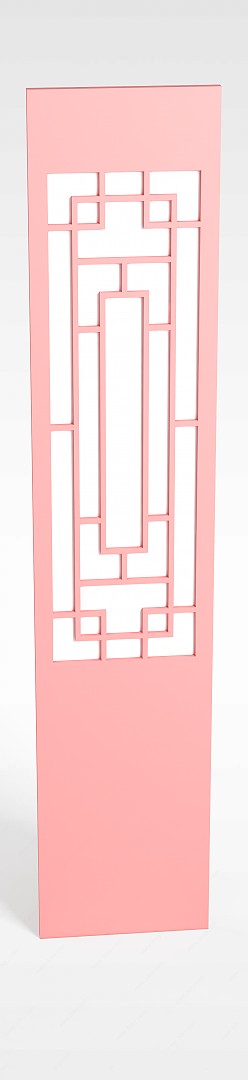 粉色中式隔断3D模型