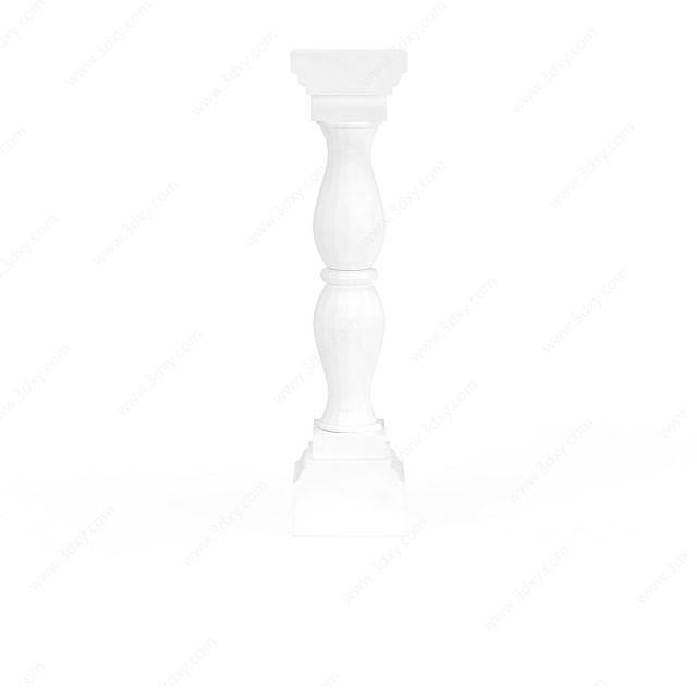 欧式楼梯白色柱子3D模型