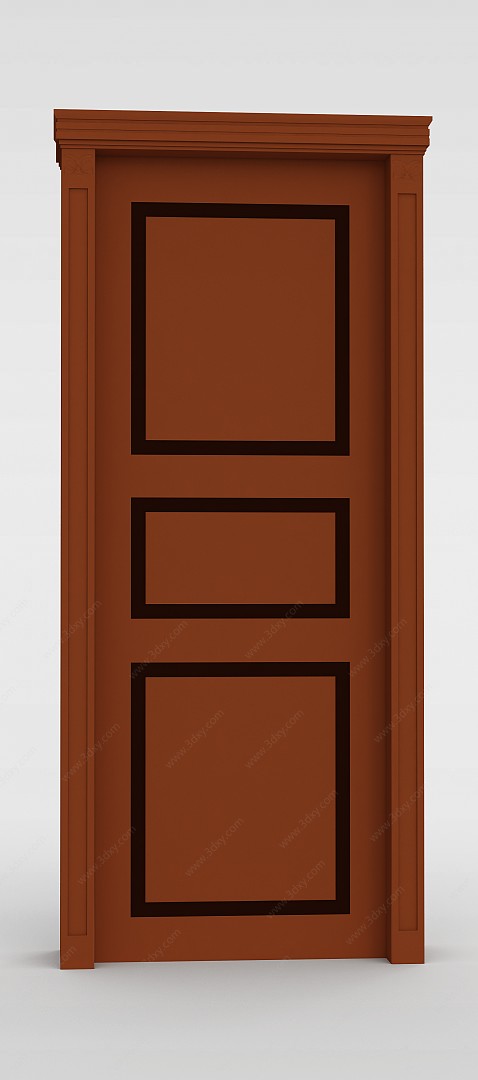 褐色实木复合门3D模型