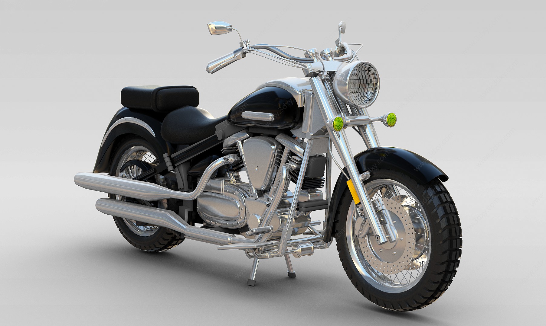 黑色摩托车3D模型