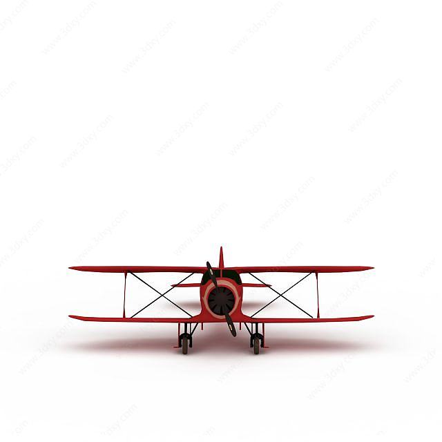 红色螺旋桨飞机3D模型
