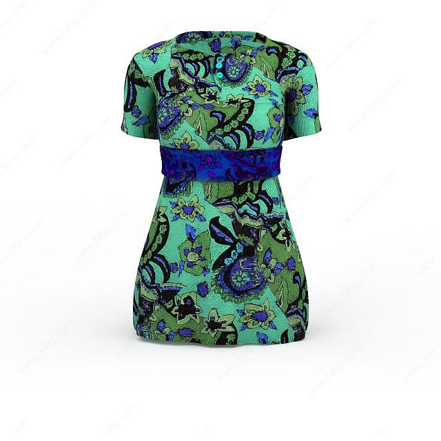 中式连衣裙3D模型
