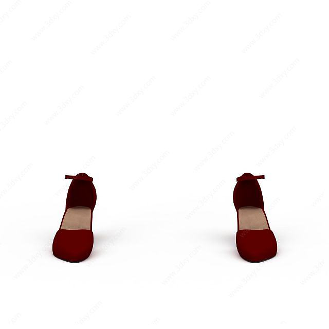 红色女鞋3D模型