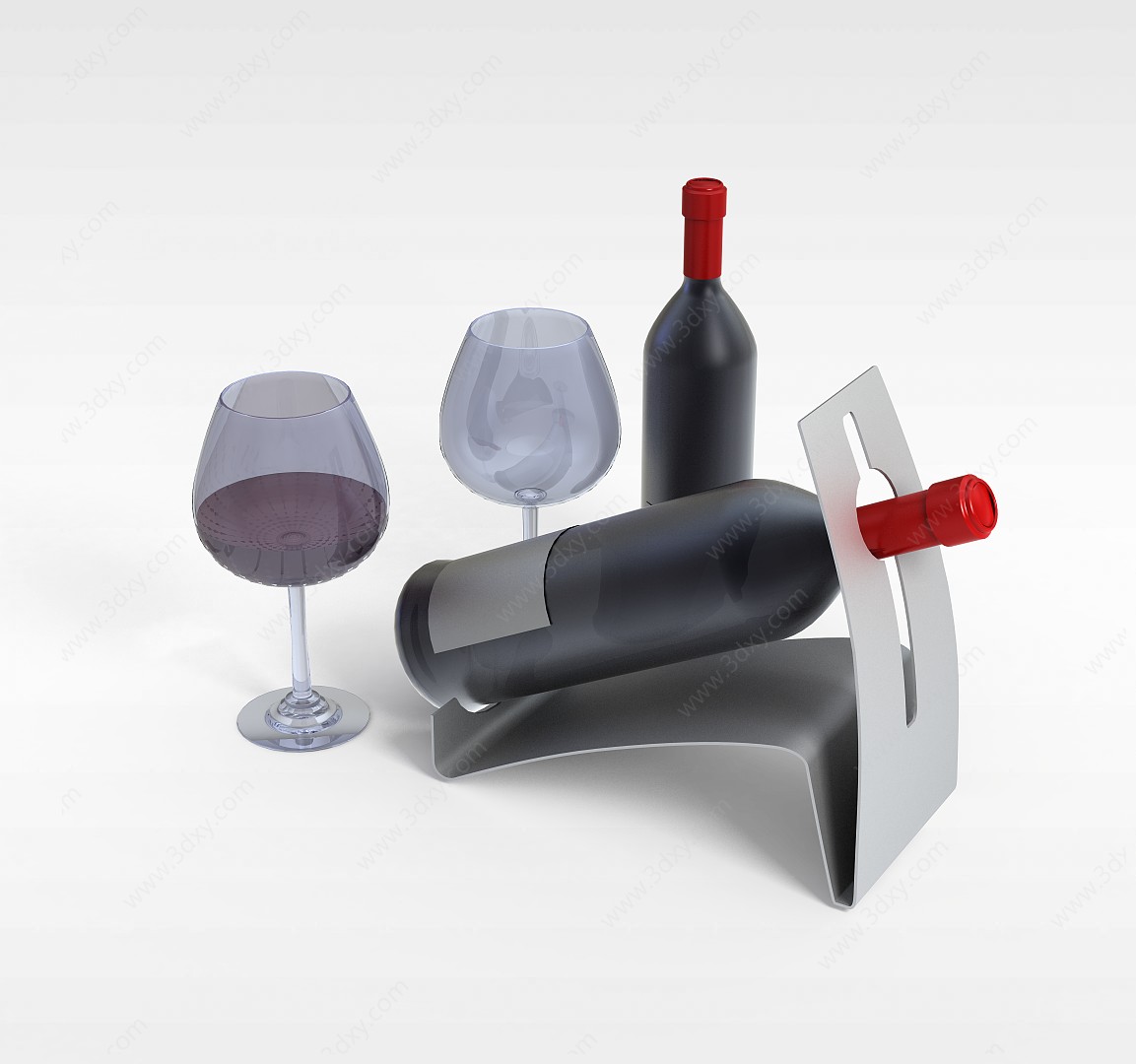 红酒组合3D模型