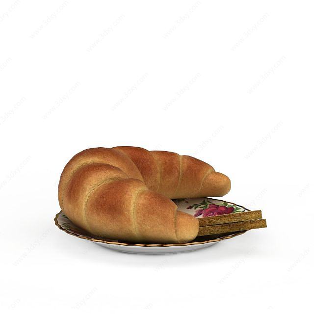 面包瓷盘子3D模型