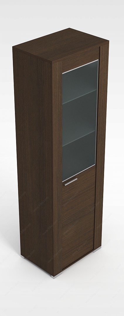 褐色玻璃木柜3D模型