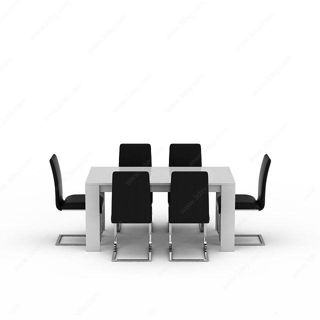 简约会议室桌椅3D模型