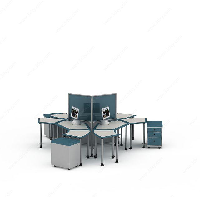 办公桌组合3D模型