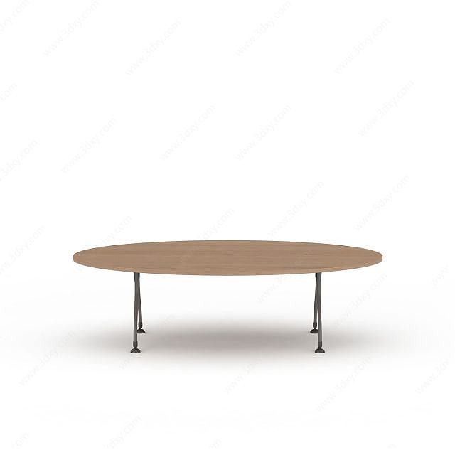 椭圆实木桌子3D模型
