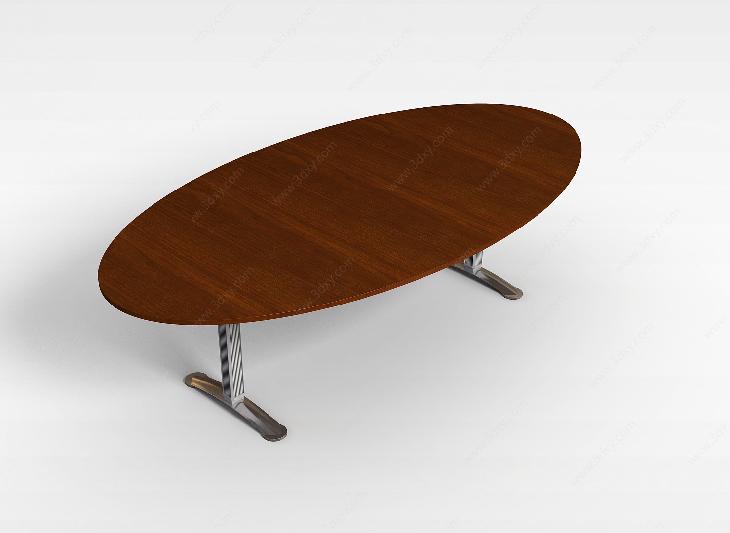 褐色圆形办公桌3D模型