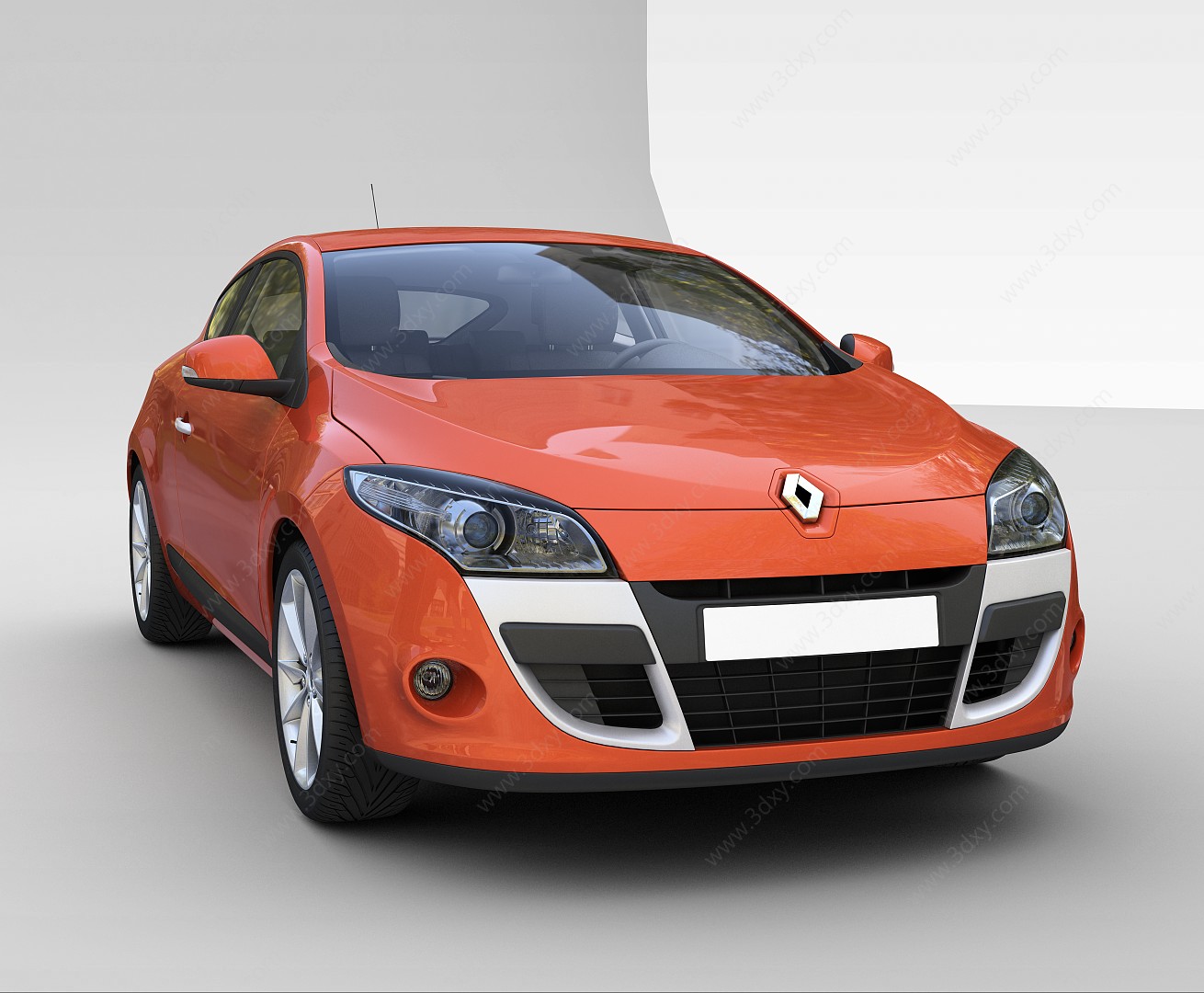 橘色雷诺汽车3D模型
