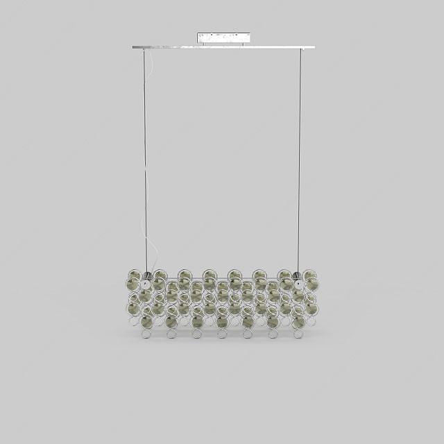 白色铁艺吊灯3D模型