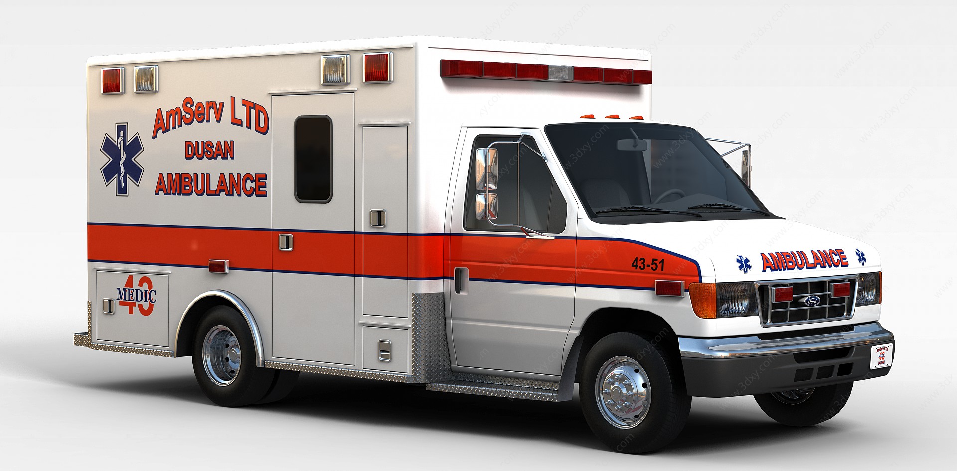 白色救护车3D模型