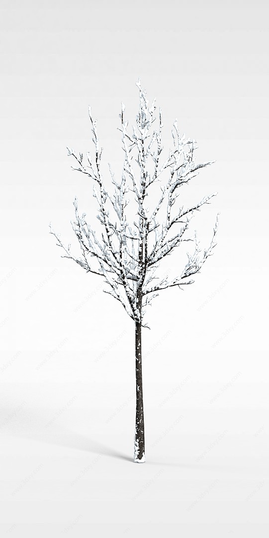 冬天下雪树干3D模型