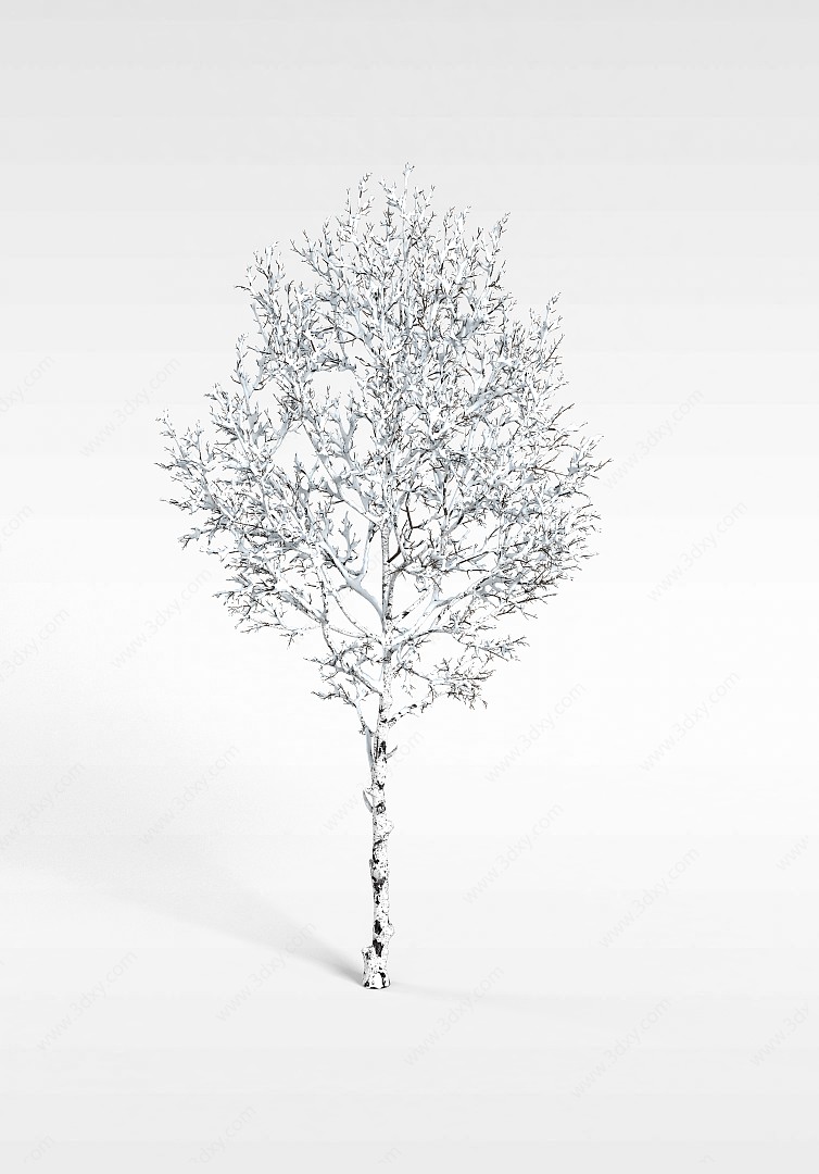 白色挂雪树木3D模型