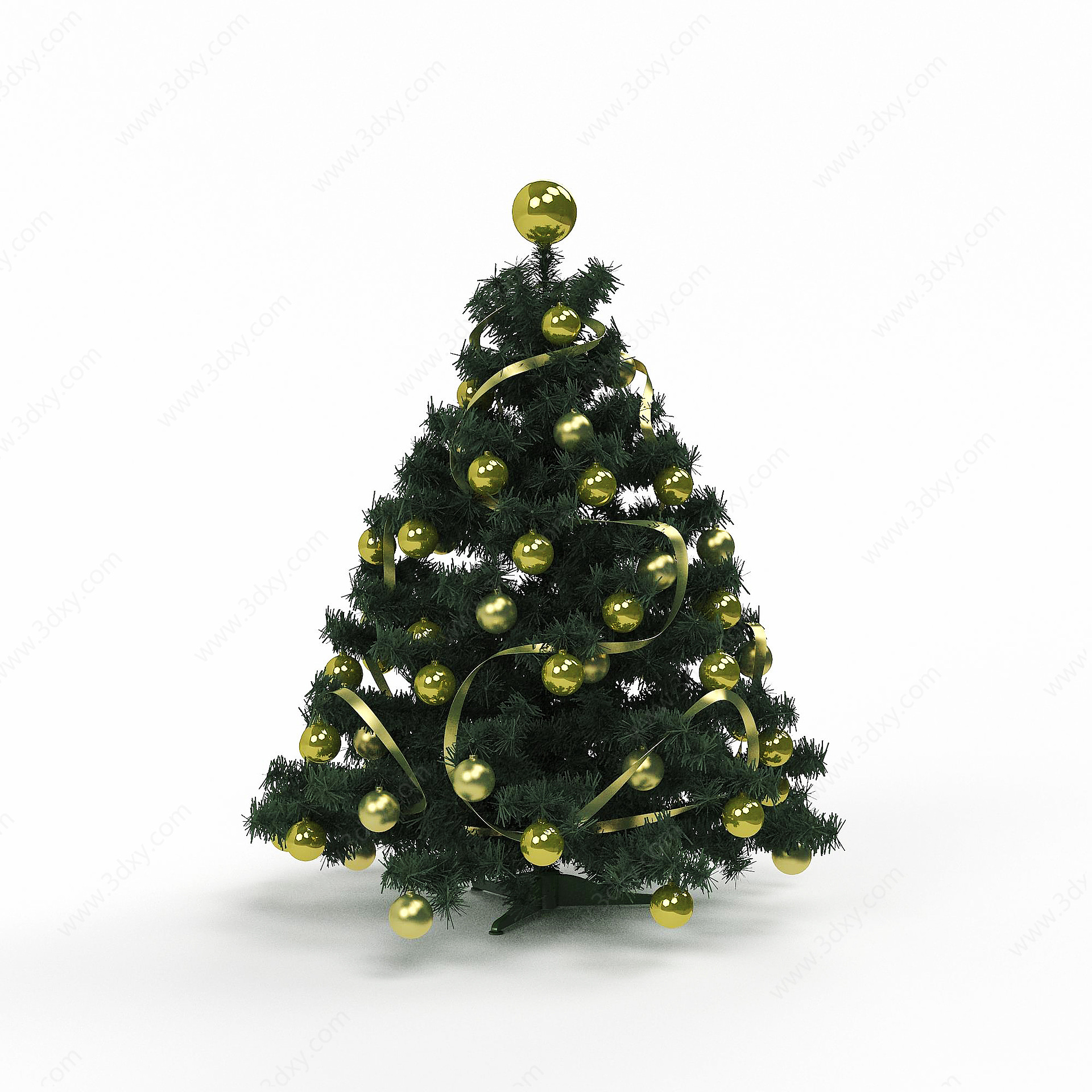 金色挂球圣诞树3D模型