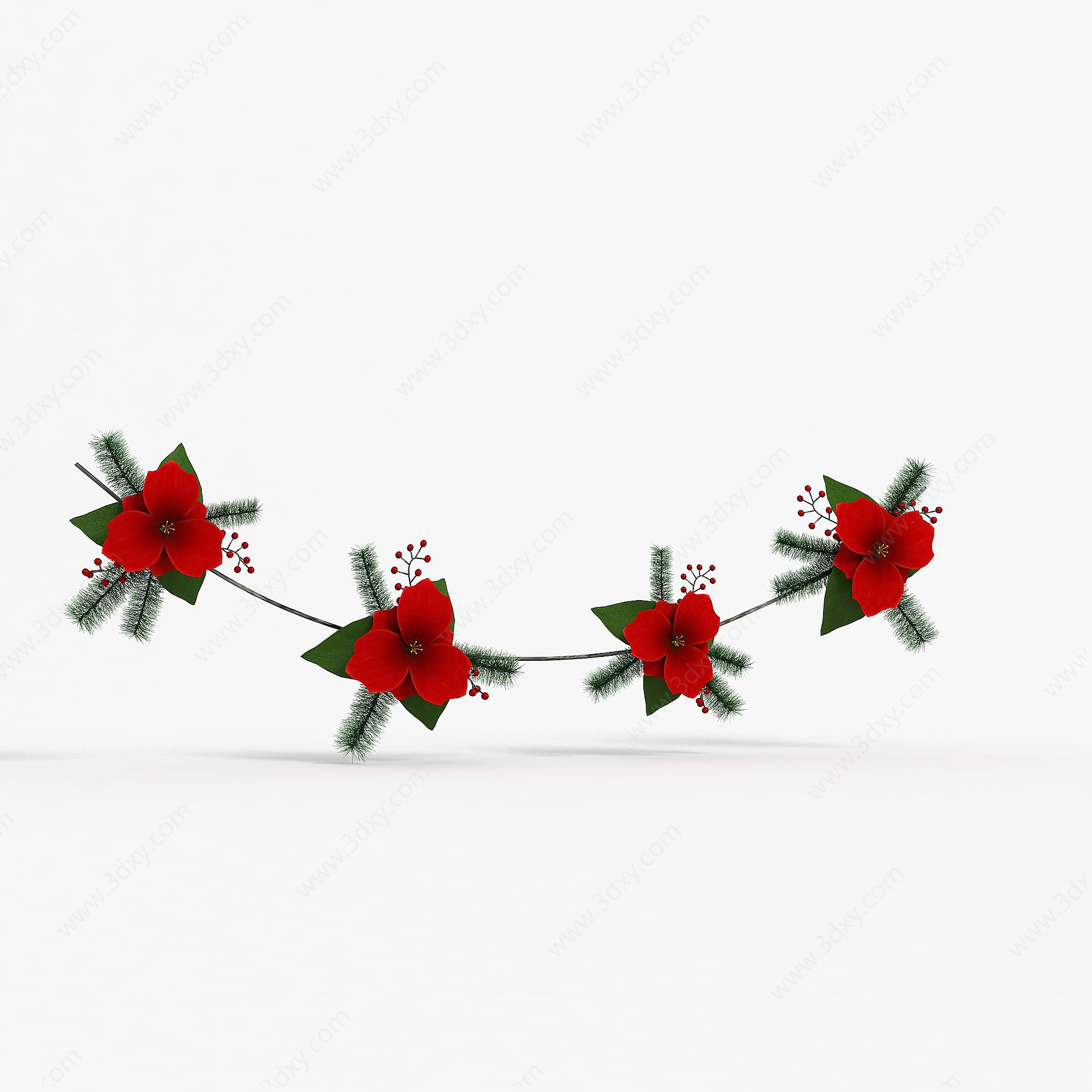 红花圣诞彩带3D模型