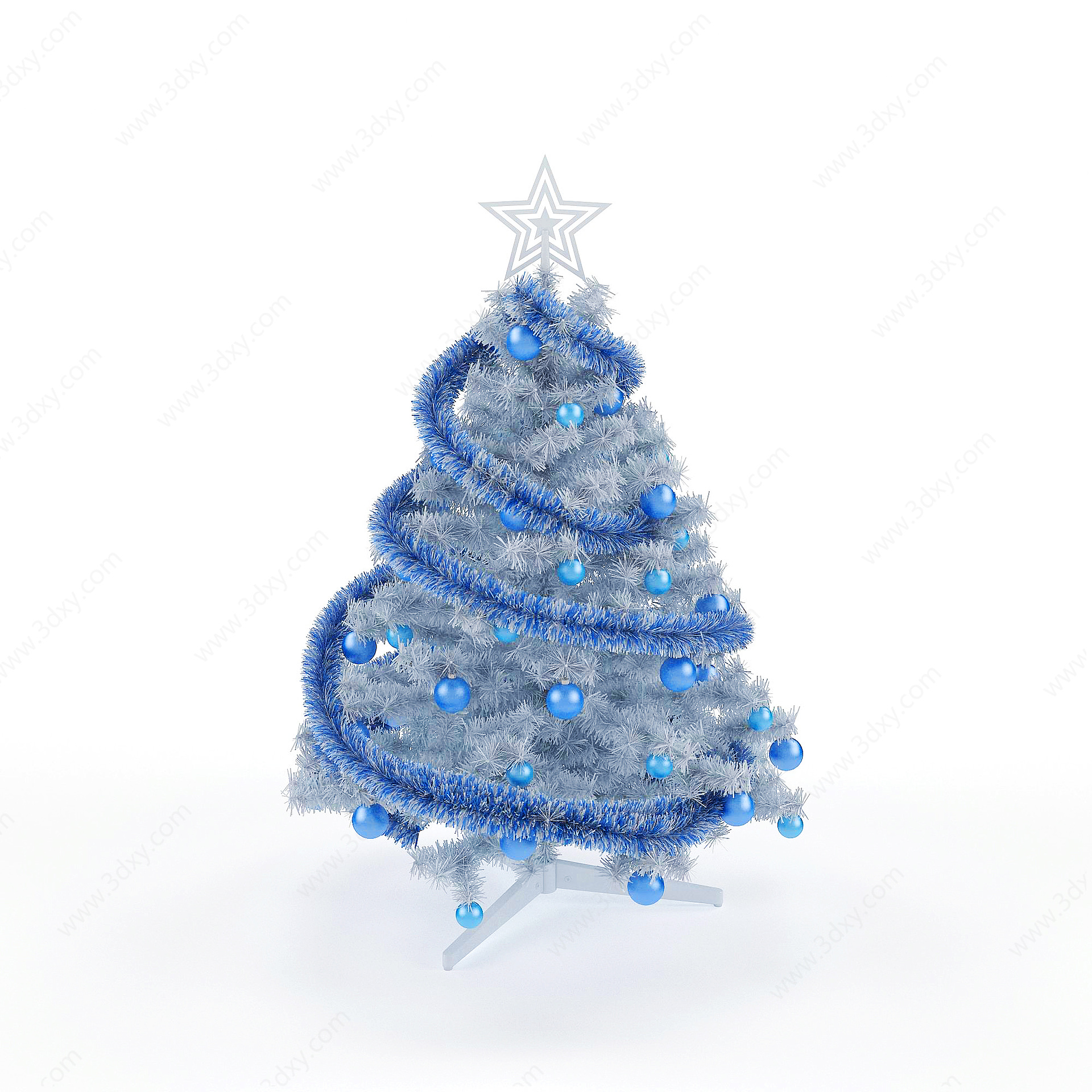 蓝色仿真圣诞树3D模型