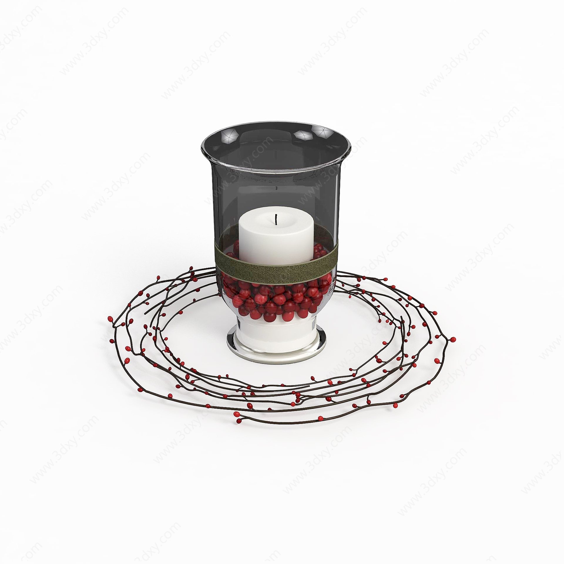 白色圣诞蜡烛3D模型