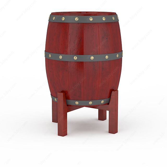 红色木桶型啤酒机3D模型