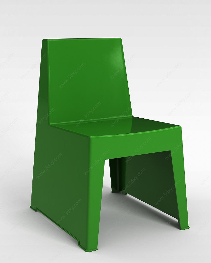 绿色塑料单人椅3D模型