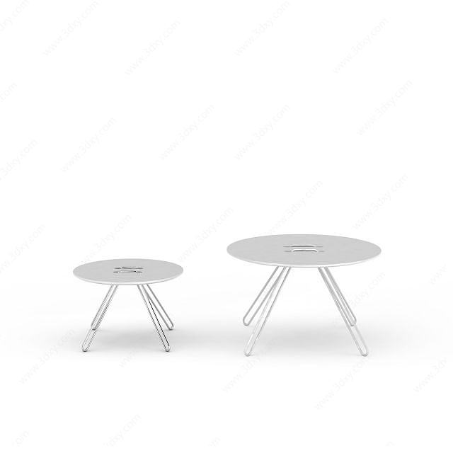 白色圆形凳子3D模型