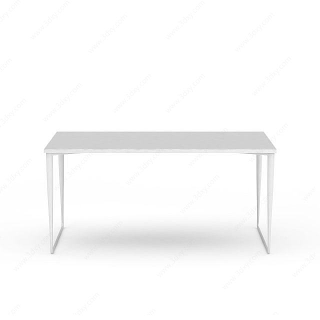 白色长桌子3D模型