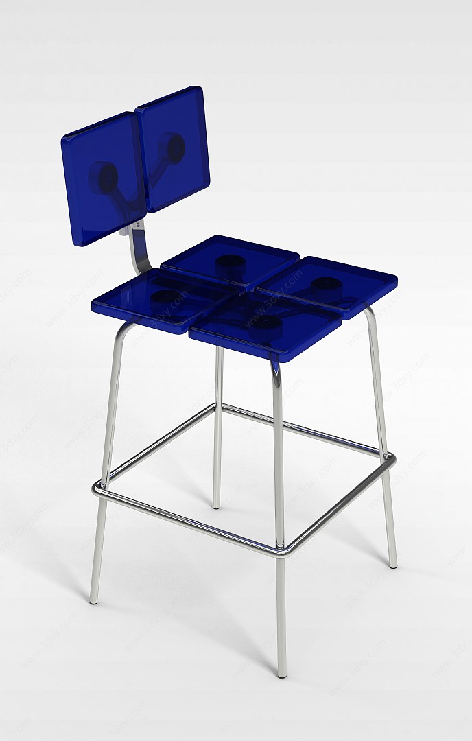 蓝色高脚椅子3D模型