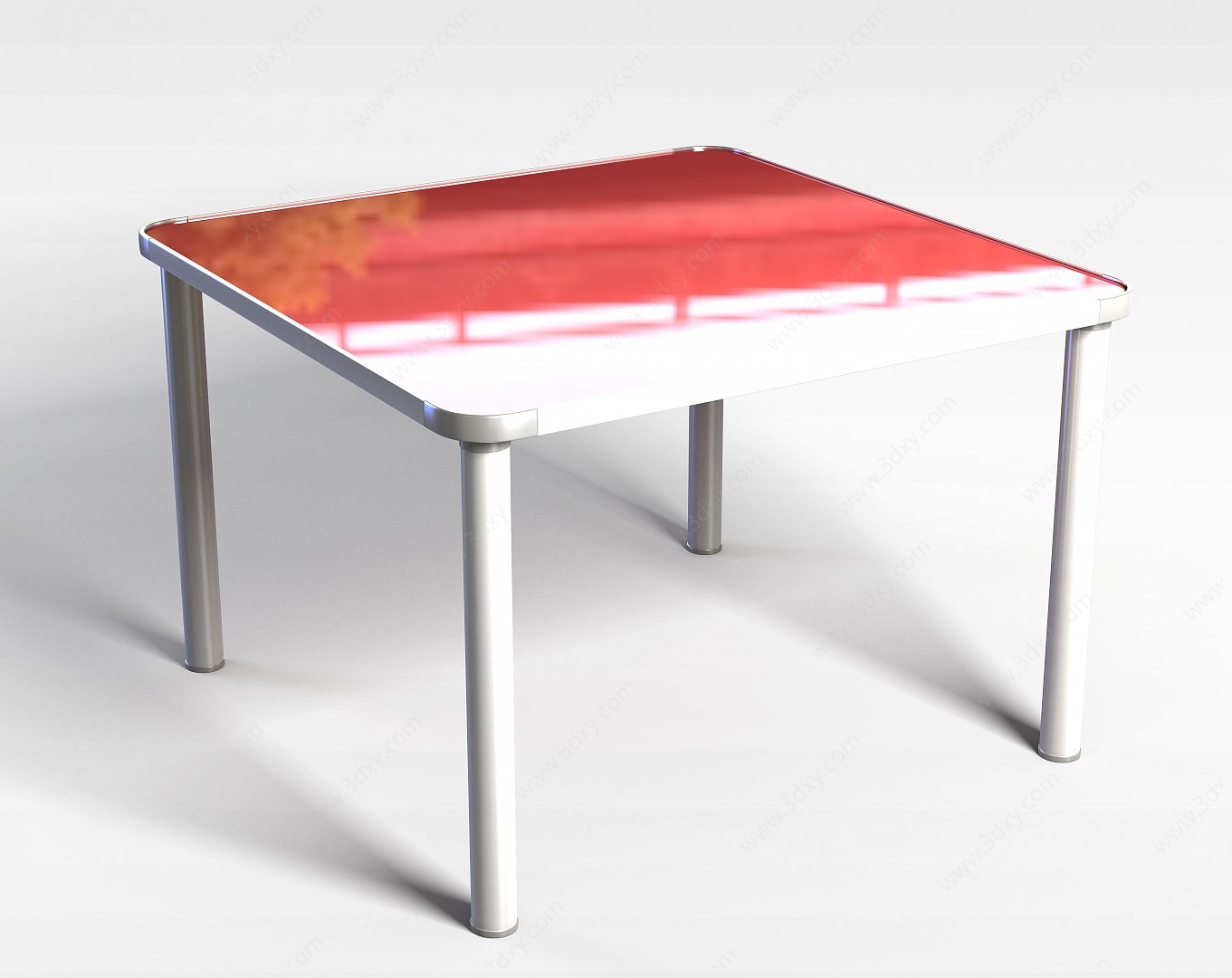 红色长形桌子3D模型