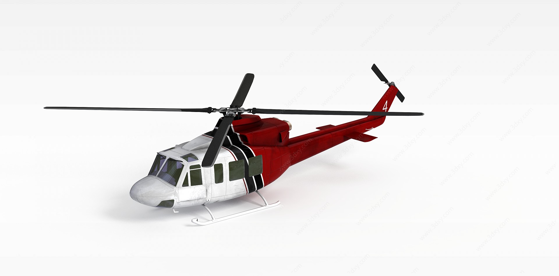 红色直升飞机3D模型