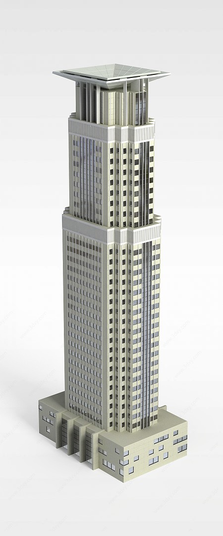 浅灰色圆形大厦3D模型