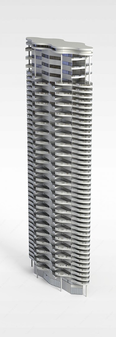 现代灰色大厦3D模型