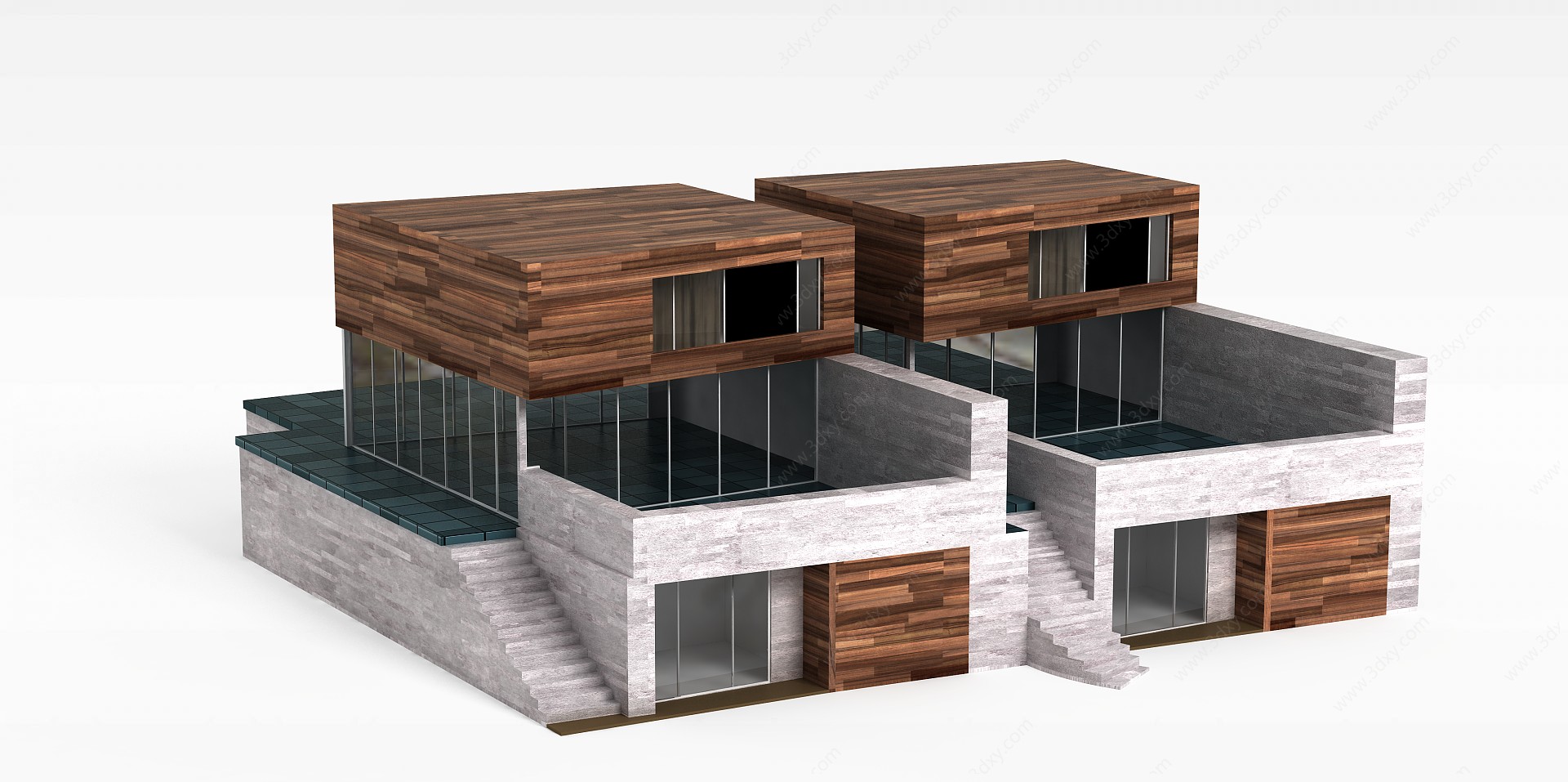 灰色简易楼房3D模型
