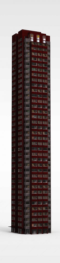 红色摩天大楼3D模型