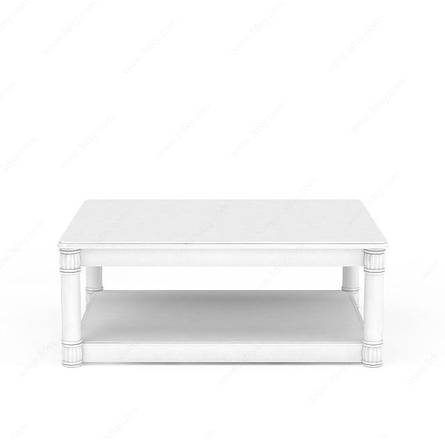 白色四方型办公桌3D模型