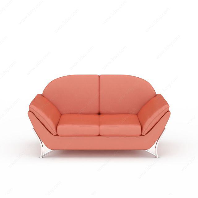 砖红色沙发3D模型