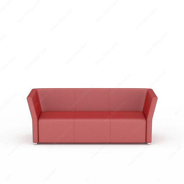 多人红色沙发3D模型