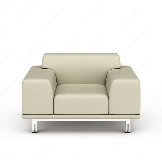 单人米色沙发3D模型
